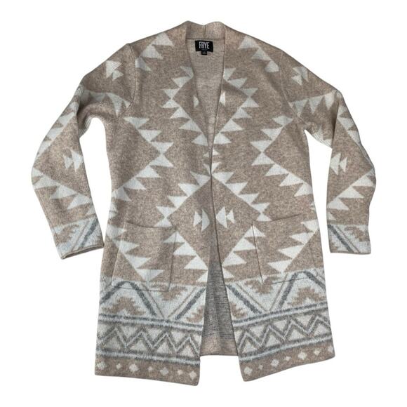 Frye women's medium Aztec Cream White Cozy Cardigan Sweater western soft - Picture 2 of 10